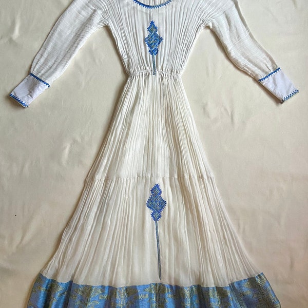 Vintage Embroidered Cotton Folk Dress