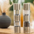 Salt and pepper mills, spice mills, and stainless steel pepper shakers personalized with your choice of engraving. A great gift idea for women, men, grandmas, and grandpas.