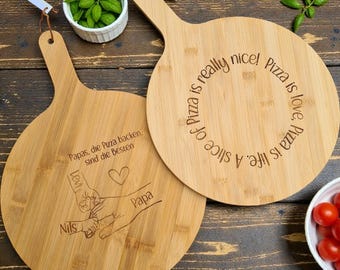 Pizzabrett für Papa. Das perfekte Geschenk mit Liebe und Persönlichkeit. Auch mit 1 oder mehreren Kindern möglich. Entwurf nach Bestellung