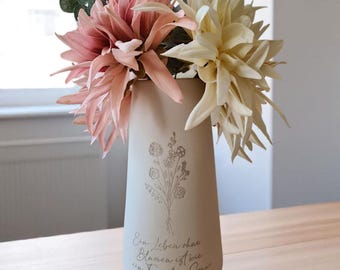 Farewell gift for teachers, educators, colleagues, retirement, engraved vase, matte ceramic, personalized, floral decoration, name and saying, unique modern piece!