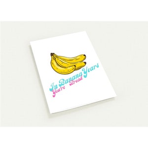 Paquete de 10 tarjetas de cumpleaños divertidas con la frase "In Banana Years You're Bread" (sobres estándar) (envíos solo a EE. UU. y Canadá) Interior en blanco