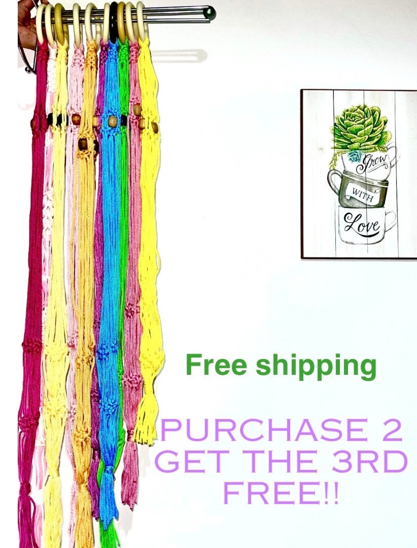 Plant Hanger, Colorful Nylon Rope Indoor and outdoor Plant Holder, Custom Handmade Hanging Planter, Home Garden Decor, Gift