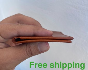 Slim Leather bifold Wallet Handcrafted - Elegant Minimalist Design, Perfect Anniversary Gift, for Him or Her, for Men’s and Women’s