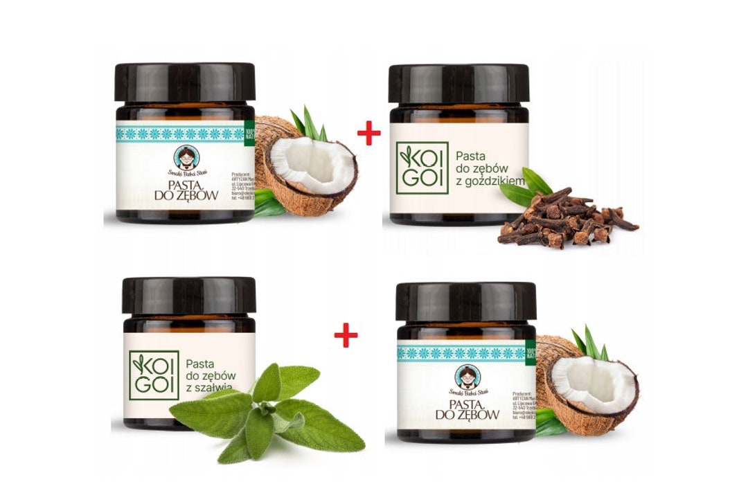 Set of 4 Natural Toothpastes Without Fluoride. Natural Toothpaste Sage