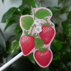 Sticker fraise - parfait pour les Bullet Journals, agendas, carnets de croquis, bouteilles d'eau - vinyle mat et brillant - art numérique personnalisé