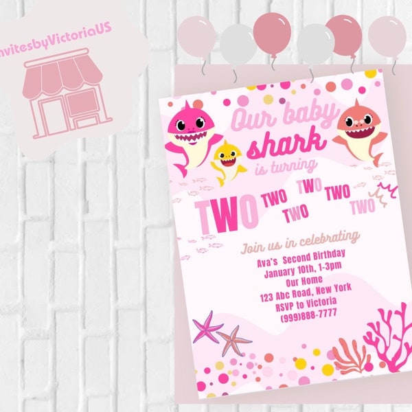 Baby Shark- Digital Invite Template