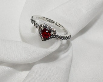 Pandora Ring mit rotem Herz, Valentinstag und Jahrestag Geschenk, Sterlingsilber 925 Versprechensring für Sie