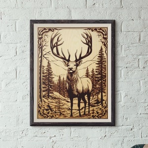 レーザー バーン PNG | Elk 3D イリュージョン | 彫刻 | レーザー対応 | デジタル デザイン ファイル | Elk Glowforge ファイル | Xtool ファイル
