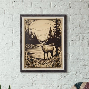 レーザー バーン PNG | Elk 3D イリュージョン | 彫刻 | レーザー対応 | デジタル デザイン ファイル | Elk Glowforge ファイル | Xtool ファイル