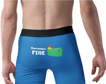 Dumpster Fire Boxer Briefs, Everything Is Fine, Funny Men's Underwear, Novelty Underwear, Gag Gifts for Men, Humorous Gift, White Elephant