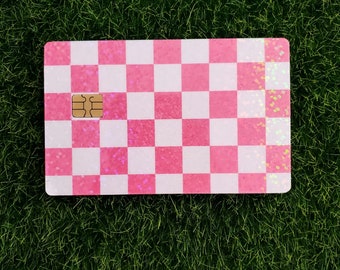 Pink Checkerboard Print Credit Card Skin, Credit Card Sticker, Checkerboard, Checkerboard Sticker, Debit Card Skin, Debit Card Sticker