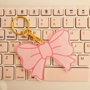 Coquette Bow Keychain, Bow Keychain, Pink Bow Keychain, Coquette Aesthetic, Cute Keychain, Pink Pastel Bow, Bow Charm, Aesthetic