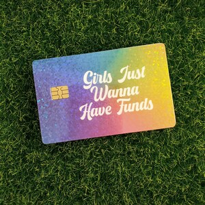 Girls Just Wanna Have Funds Credit Card Skin, Sparkly Credit Card Skin, Credit Card Sticker, Girl Boss Gift, Gen Z Gift, Bridesmaid Gift image 6