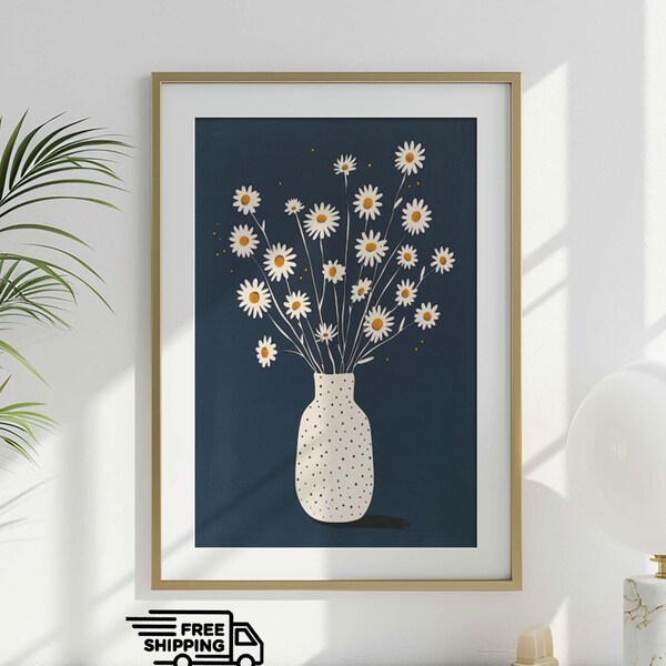 Plant-Based White Chamomile Flower Still Life Art, Flower Design, Botanical Print, Floral Wall Decor, Farmhouse Wall Decor, Daisie Art Print