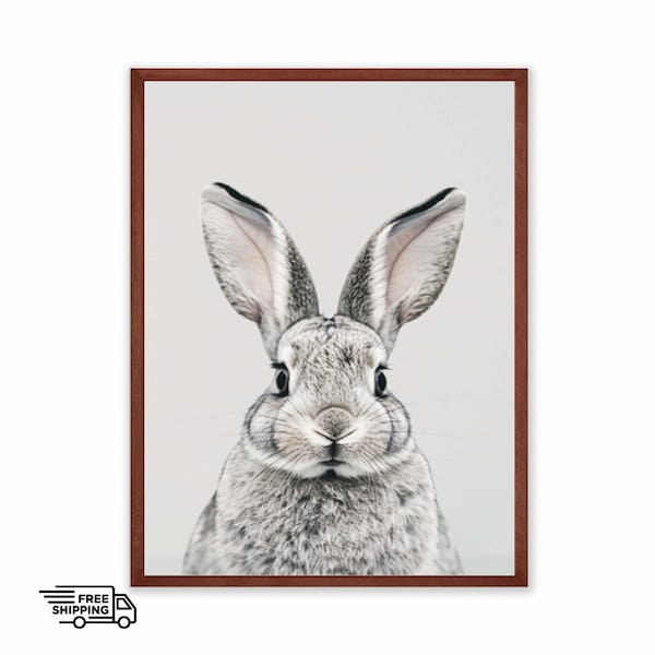 Baby Bunny Printable Art, Cute Rabbit Illustration, Bunny Digital Print, Adorable Bunny Painting, Bunny Artwork Kids Room Decor, Playful Art