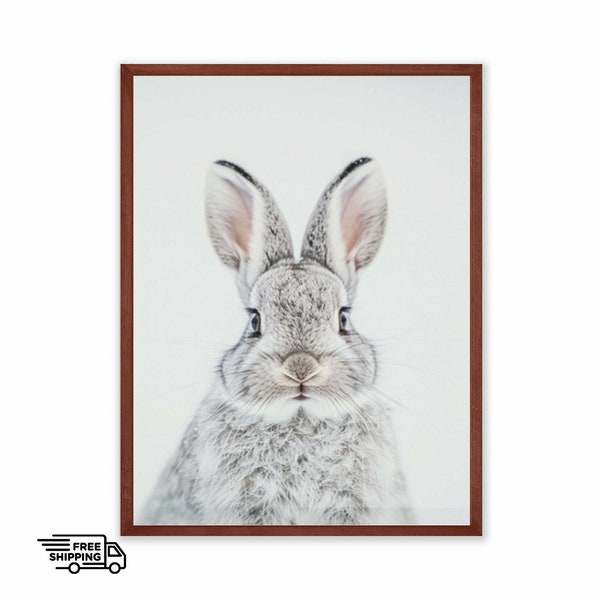 Playful Rabbit Artwork, Bunny Nursery Decoration, Charming Bunny Graphic Digital Download, Bunny Themed Digital Print, Animals Nursery Decor