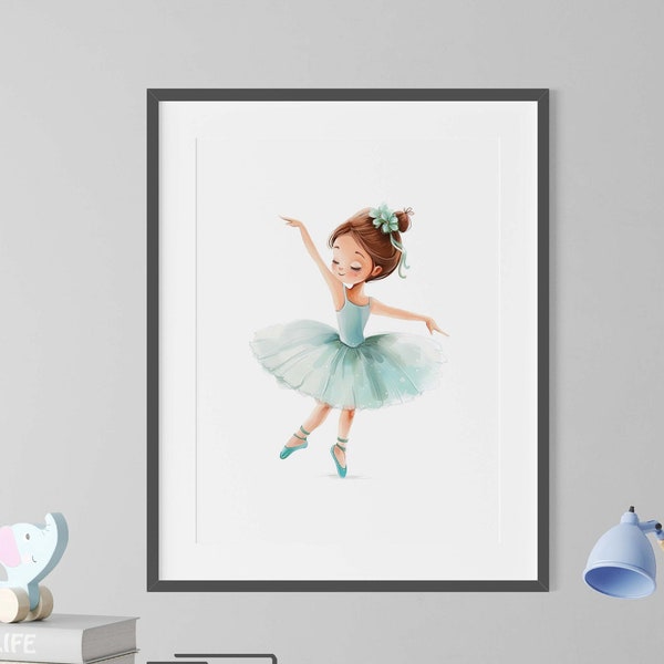 Lovely Ballerina Nursery Baby Girl Wall Pastel, New Room Decor, Toddler Girl Print, Bedroom Digital Art, Gift for Girl, Girl Digital Poster