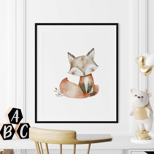 Fox Wall Poster, Kids Room Decor, Nursery Wall Arts, Toddlers Room Posters, Cute Animal Prints, New Baby Gifts, Toddlers Play Area Prints