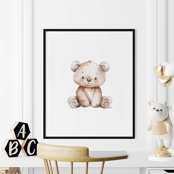 Baby Bear Wall Poster, Kids Room Decor, Animal Nursery Poster, Baby Room Prints, Nursery Wall Prints, Baby Room Digital Art,  Printable Arts