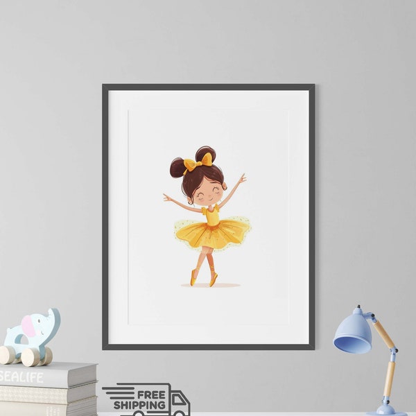 Precious Ballerina Nursery Baby Girl Wall Pastel, New Room Decor, Toddler Girl Print, Bedroom Digital Art, Gift for Girl, PNG Digital Poster