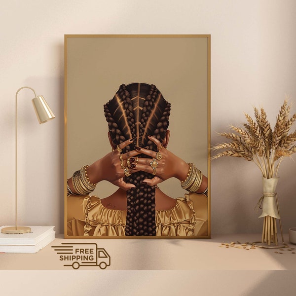 Black Woman Print, African Wall Art, African American Art, Black Girl Gifts,Digital Wall Art, Gift for her, Digital Print, Living Room Decor