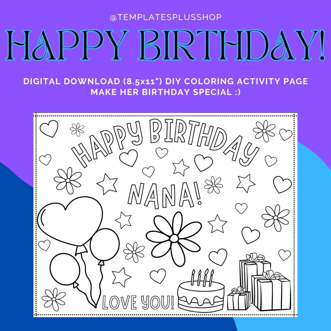 NEW Kids Coloring Card Last-minute Easy Gift Happy Birthday Coloring ...