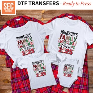 Custom Family Christmas Iron On Transfers - Matching Holiday Shirts - Personalized with Family Name