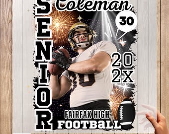 Senior Year Football DTF Iron-On Transfer Personalized with Photo, Name & Number | Custom Football Heat Transfer