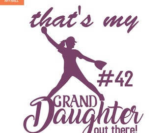 That's my granddaughter out there Iron On Patches Decals Transfers Applique Letters for T-Shirts | Softball Grandma Grandpa