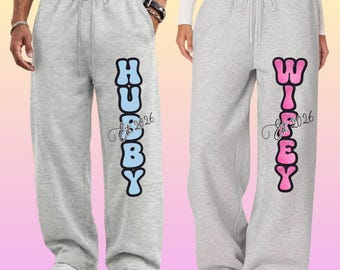Personalized Hubby & Wifey DTF Transfer | Custom Est. Year Ready to Press Iron On Transfer | Wedding Anniversary Couple Shirt Heat Transfer