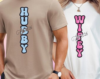 Hubby Wifey Personalized Matching Shirts, Hoodies & Sweatshirts with Est. Year | Couples Gift | Wedding | Anniversary | Custom