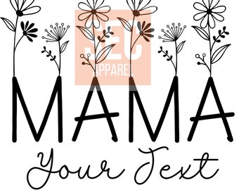 SEC Apparel Custom Mama Personalized with Name Iron On Decals Transfers Applique Letters for t Shirts Fabric Clothing