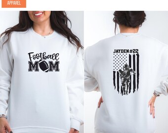 Custom Football Mom Iron On Patches Decals Transfers Applique Letters for T-Shirts Personalized with Number | Name and Number