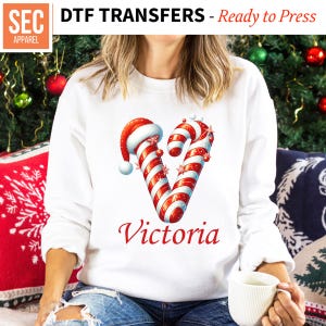 Custom Name Christmas Transfer, Personalized Holiday Gift Design, DTF Iron On for Shirts Stockings and Hoodies