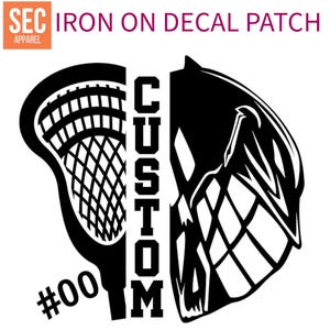 Lacrosse  Iron On Patches Decals Transfers Applique Letters for T-Shirts Fabric Clothing Personalized with Name
