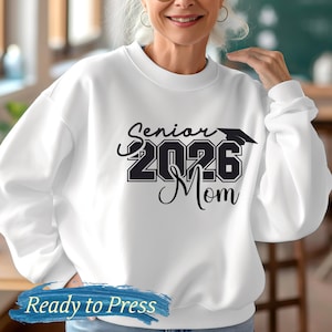 Senior Mom 2026 Iron-On Patches | Ready Appliqué for Shirts, Jerseys, Hoodies, Bags
