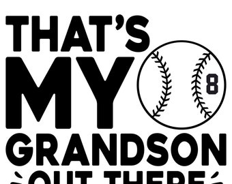 Baseball Grandma Iron On Patches Decals Transfers Applique Letters for T-Shirts Personalized with Number | Thats my grandson out there