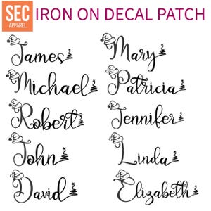 Personalized Christmas Iron On Name Decal Patch for stockings T-Shirt Pillows