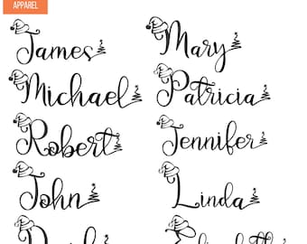 Personalized Christmas Iron On Name Decal Patch for stockings T-Shirt Pillows