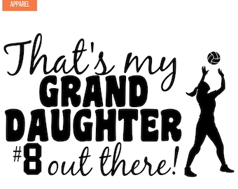 Volleyball Grandma Iron On Patches Decals Transfers Letters for T-Shirts Personalized with Number | Thats my granddaughter out there