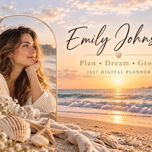 Personalized 2027 Digital Planner Bundle, 10 Theme Planners, Artistic Custom Photo & Name Covers, Goodnotes Hyperlinked PDF