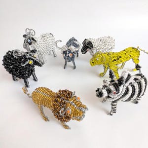 Beaded African Lion Leopard Zebra Cheetah Gnu Sheep Ram - 100% FOR CHARITY