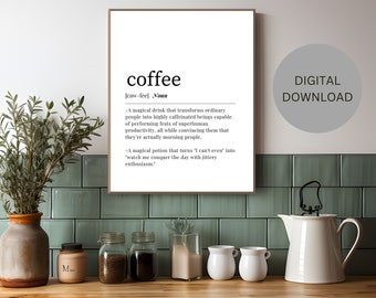 COFFEE DEFINITION | Printable Wall Art | Idea Gift | Inspirational Definition Art | Aesthetic Room Decor | Digital Download Print