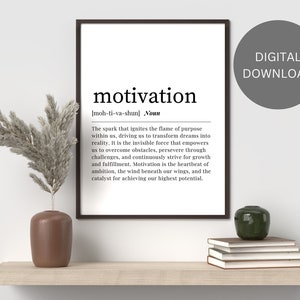 DEFINIÇÃO DE MOTIVAÇÃO | Arte de parede para impressão | Presente para amigo | Arte de definição de dicionário | Decoração estética do quarto | Download digital para impressão