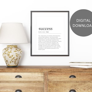 DEFINIÇÃO DE SUCESSO | Arte de parede para impressão | Presente para amigo | Arte de definição de dicionário | Decoração estética do quarto | Download digital para impressão
