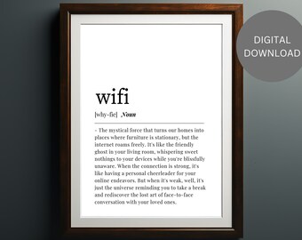 WIFI DEFINITION | Printable Wall Art | Idea Gift | Inspirational Definition Art | Aesthetic Room Decor | Digital Download Print
