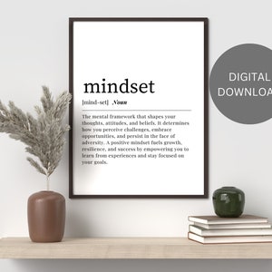 MINDSET DEFINITION | Printable Wall Art | Gift for Friend | Dictionary Definition Art | Aesthetic Room Decor | Digital Download Printable