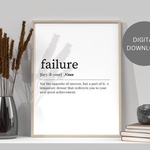 FAILURE DEFINITION | Printable Wall Art | Gift for Friend | Dictionary Definition Art | Aesthetic Room Decor | Digital Download Printable