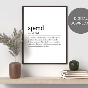 DEFINIÇÃO DE GASTO | Arte de parede para impressão | Presente para amigo | Arte de definição de dicionário | Decoração estética do quarto | Download digital para impressão