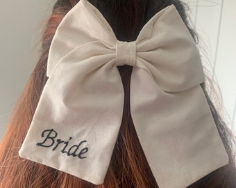 Bridal Bows | Bridal Hair Bows | Bride Bows | Bride Hair Bows | Personalised Embroidered Hair Bows